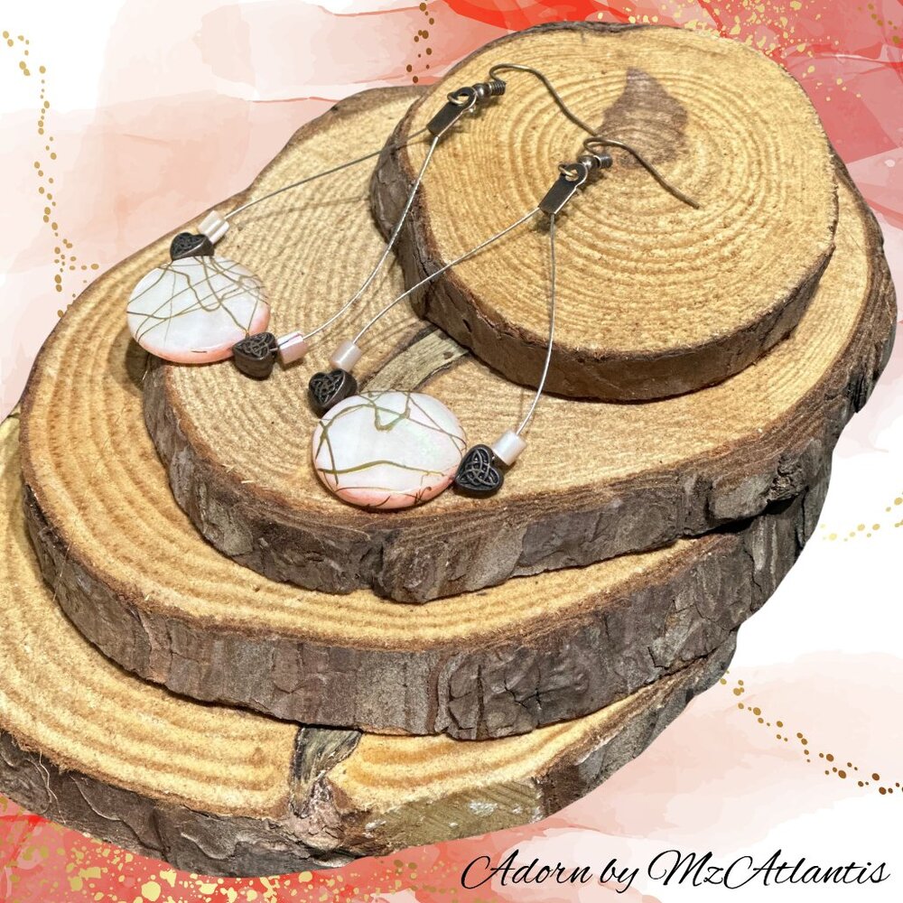 Earrings - Coral Marbles